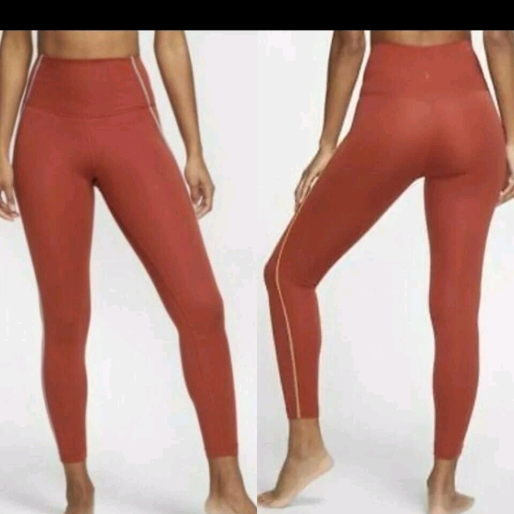 Nike Orange Leggings with Gold Stripe - Picture 2 of 3